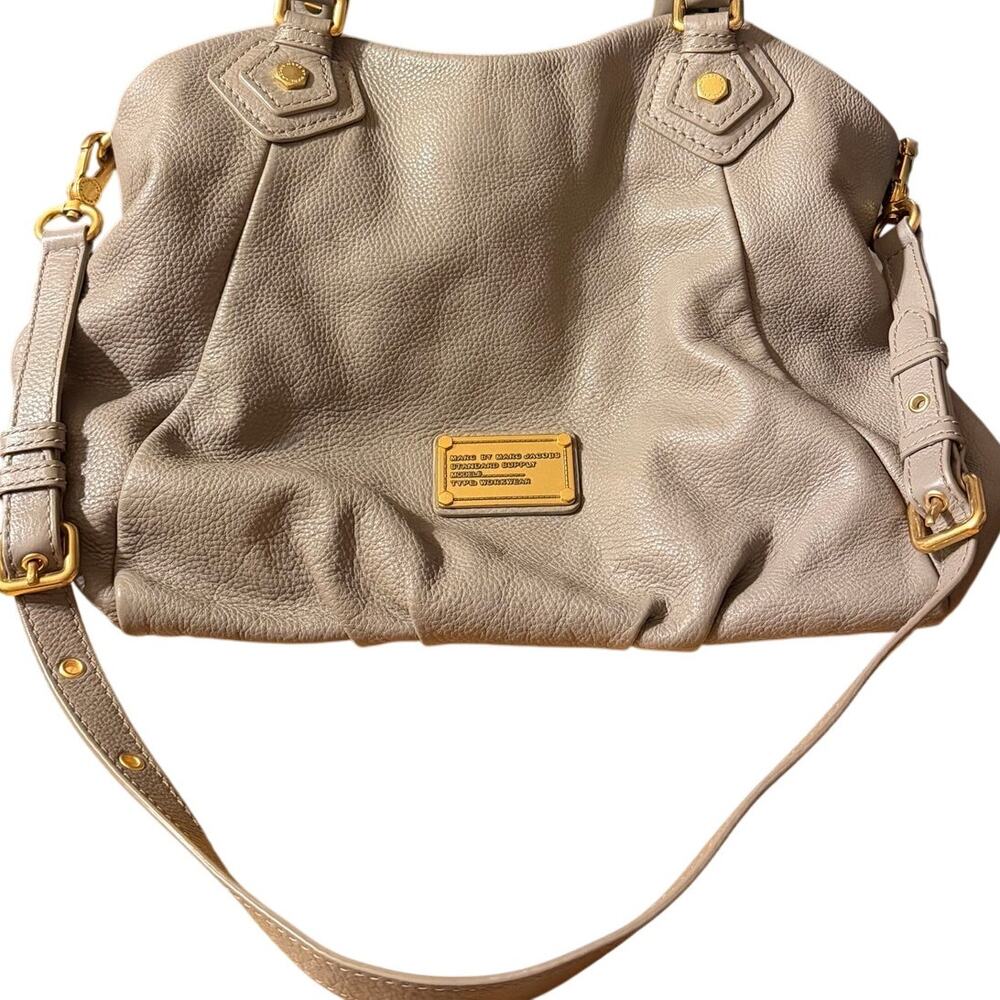 Marc by Marc Jacobs taupe pebbled leather satchel gold hardware crossbody  bag - Picture 4 of 16